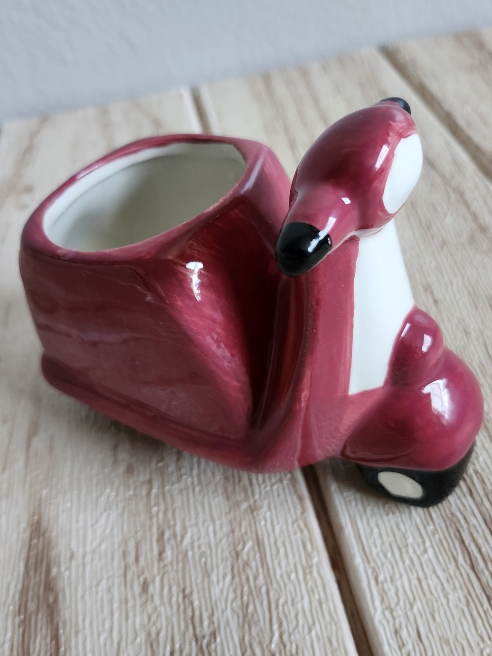 Vintage Ceramic Scooter Planter Pink Moped Flower Pot Succulent Desk Organizer